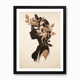 Portrait Of A Woman With Leaves In Her Hair Art Print