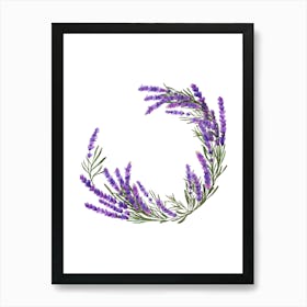 Watercolor Lavender Wreath.uk Art Print