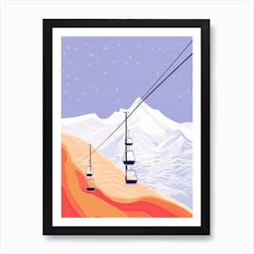 Verbier   Switzerland, Ski Resort Pastel Colours Illustration 0 Art Print