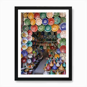 Colorful Plates In A Market Art Print