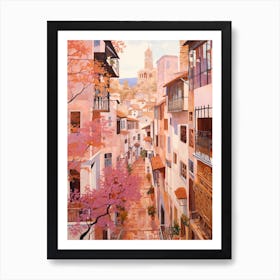 Alicante Spain 2 Vintage Pink Travel Illustration Art Print