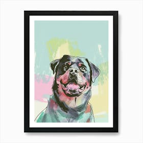 Watercolour Rottweiler Dog Line Illustration 3 Art Print