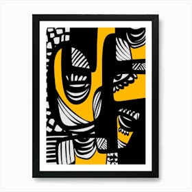 Abstract Painting Black And Yellow Art Print