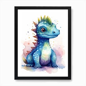 Anchisaurus Cute Dinosaur Watercolour 2 Art Print