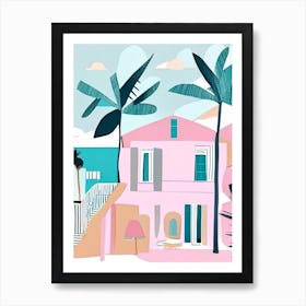 Bimini Bahamas Muted Pastel Tropical Destination Art Print
