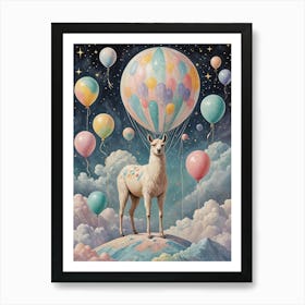 Party Llama In The Clouds Art Print