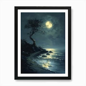 Moonlight On The Beach Art Print