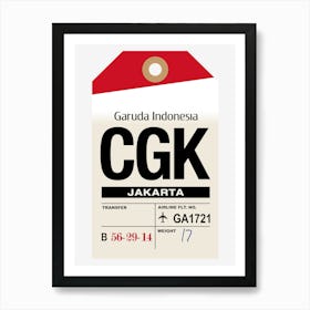 Jakarta (CGK) Indonesia Vintage Airline Luggage Tag Art Print