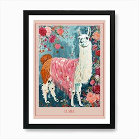 Floral Animal Painting Llama 3 Poster Art Print