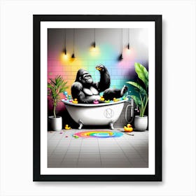 Wildlife Bathtime Bliss Art Print