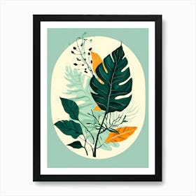 Tropical Leaves In A Circle Art Print