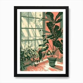 Potted Plants In Front Of Window Art Print