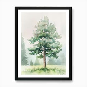 Hemlock Tree Atmospheric Watercolour Painting 3 Art Print