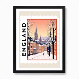 Retro Winter Stamp Poster Bath United Kingdom 2 Art Print