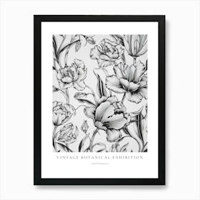 Snapdragon 2 B&W Vintage Botanical Poster Art Print