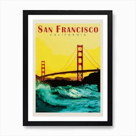 San Francisco California Sunset Travel Poster Art Print