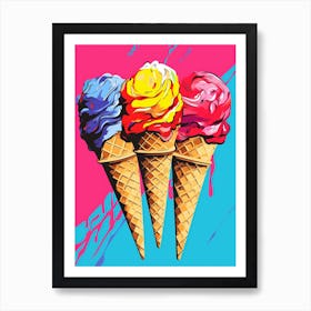 Pop Art Colourful Ice Cream Cone 1 Art Print