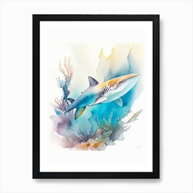 Silky Shark Watercolour Art Print