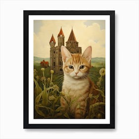 Wide Eyed Cat With Castle In The Distance Art Print