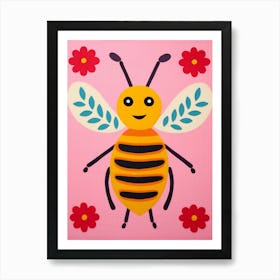 Pink Polka Dot Honey Bee Art Print