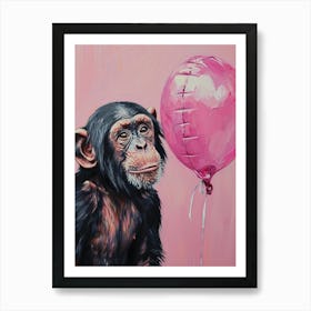 Cute Chimpanzee 2 With Balloon Art Print