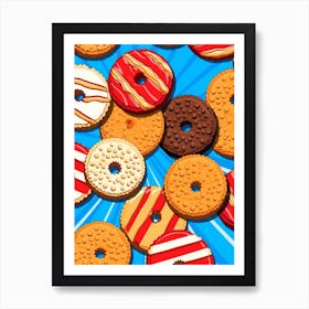 Frosted Biscuits Blue & Red Art Print