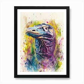 Komodo Dragon Colourful Watercolour 4 Art Print