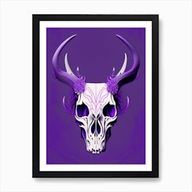 Animal Skull Purple 2 Line Drawing Art Print