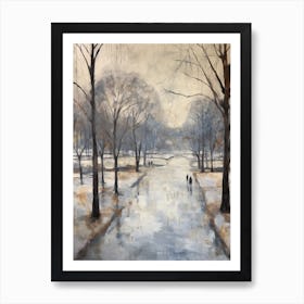 Winter City Park Painting Karlsaue Park Kassel 2 Art Print