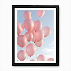 Pink Aesthetic Balloons Against The Sky Photography Art Print