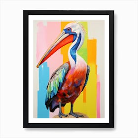 Colourful Bird Painting Brown Pelican Art Print