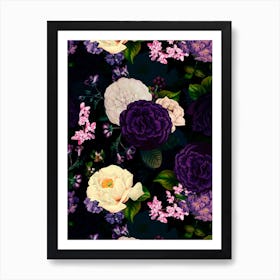 Antique Purple Dutch Night Garden Art Print