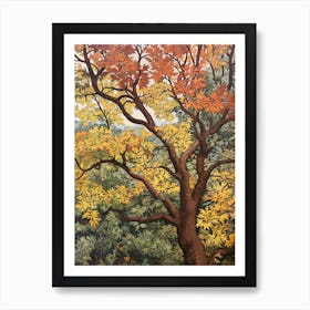 Elm 3 Vintage Autumn Tree Print  Art Print