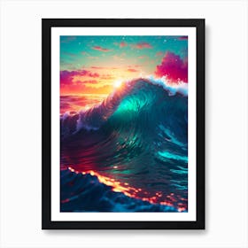 Sunset Ocean Wave Art Print