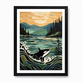 Matisse Style Killer Whale With Woodland Coast 2 Art Print