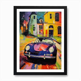 Porsche 356 Vintage Car Matisse Style Drawing Colourful 1 Art Print