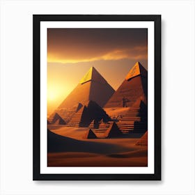 Rpg 40 Gothic Ancient Egyptian 3 Pyramids During Sunset 8k Res 0 Art Print