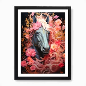 Horse With Flowers 1 Art Print