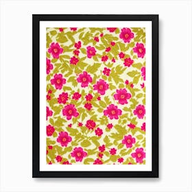 Fuchsia Floral Print Warm Tones 2 Flower Art Print