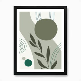 Boho Wall Art Print Sage Green Abastract Flat Scandi Design C Art Print