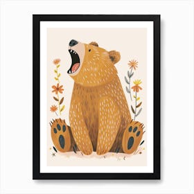 Brown Bear Growling Storybook Illustration 4 Art Print