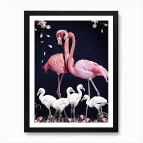 Flamingo family Art Print