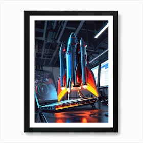 Spaceship On A Laptop Art Print