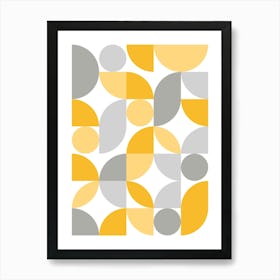 Mid Century Modern Abstract 26 Yellow, Grey Art Print