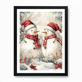 Christmas Snowman Painting Art Print