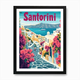 Aihrgdesign A 1970s Inspired Travel Poster For Santorini 2 Art Print