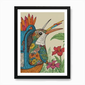 Hummingbird With Backpack 8 Art Print