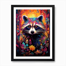 A Forest Raccoon Vibrant Paint Splash 3 Art Print
