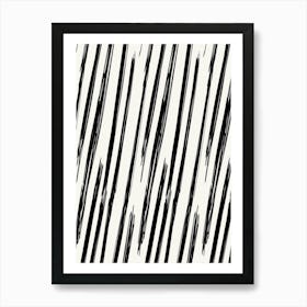 Black And White Brush Strokes Art Print