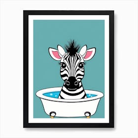 Zebra In A Bath Tub, whimsical animal art, 1103 Art Print